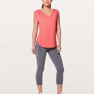 Lululemon Athletica Sweat Times Short Sleeve Tee, Heathered Coral, Size 12